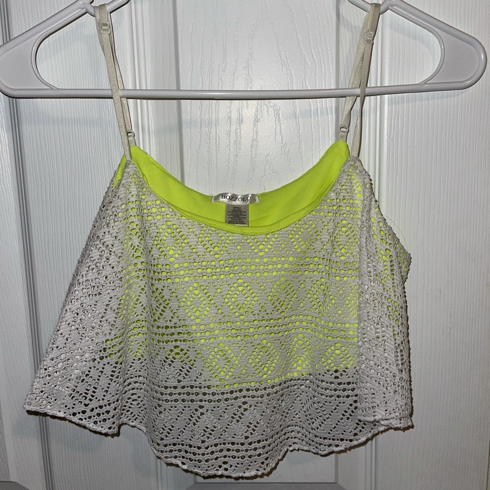 White and Yellow Crop Top